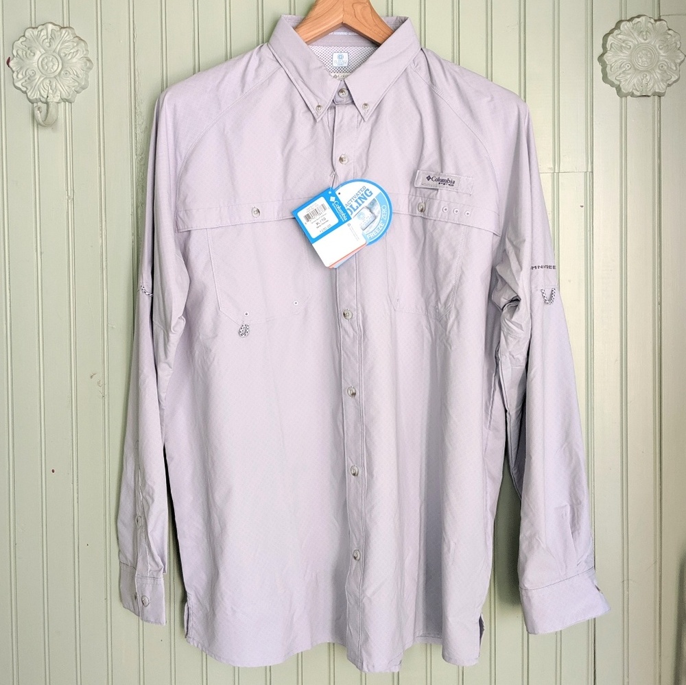 Columbia Long Sleeve Shirt Button Front UPF50 Sweat Activated Cooling PFG XL NWT